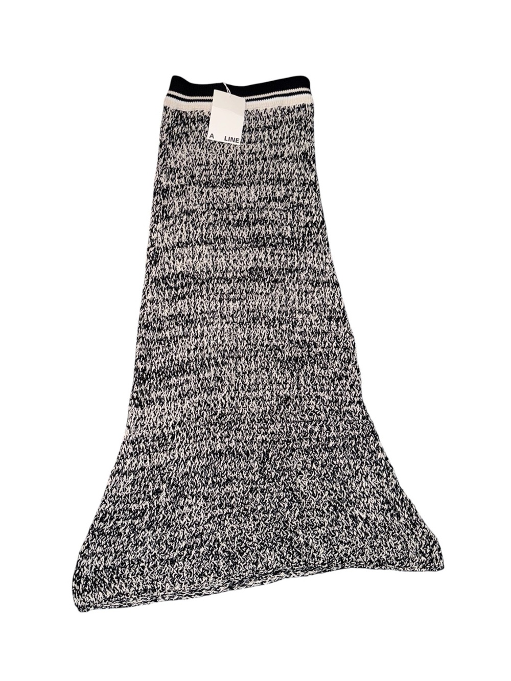 NWT A-Line See-Through Midi Knit Skirt Black White XXS/XS